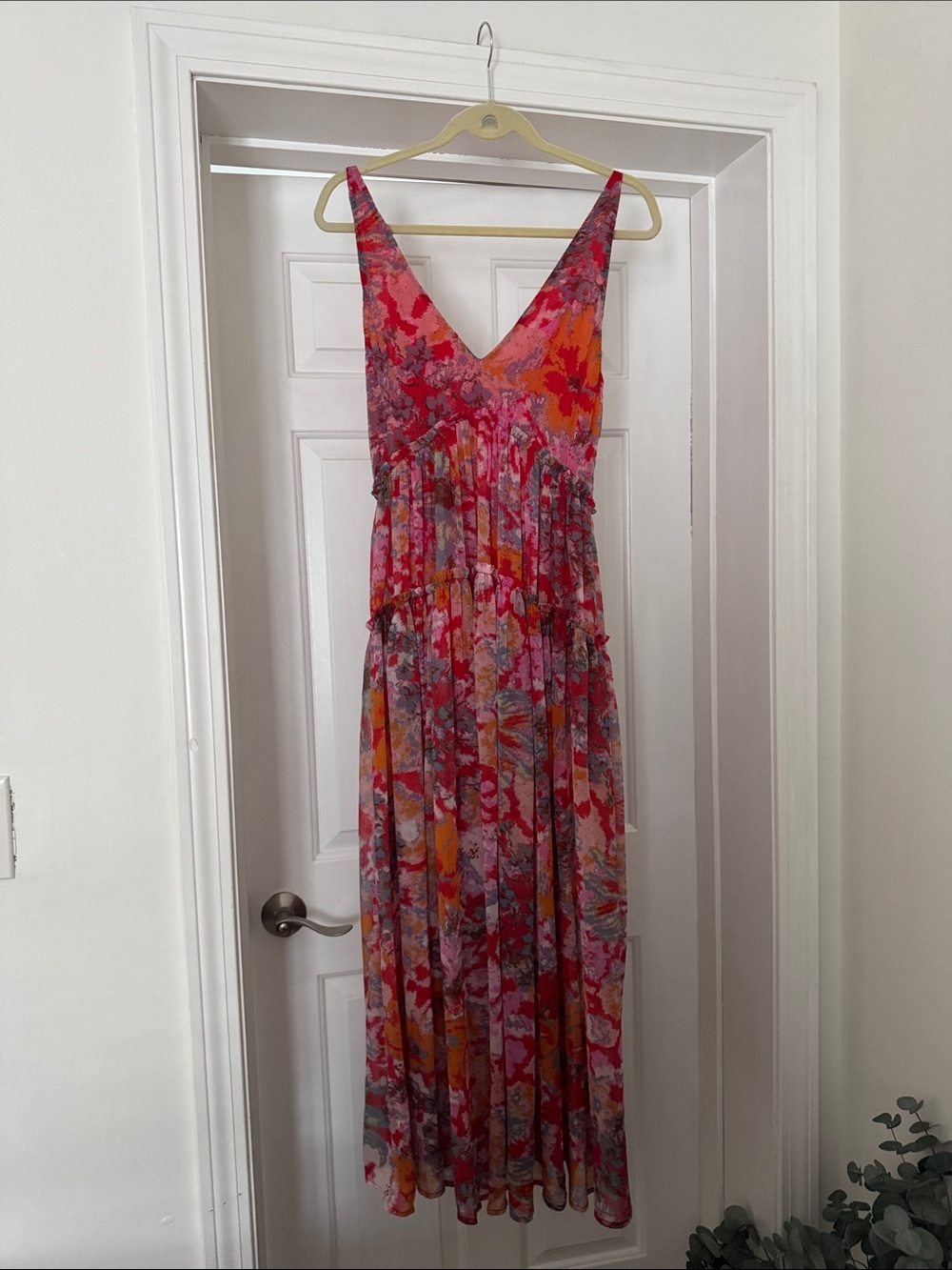Free people Pink & Orange Floral V-Neck Maxi Dress